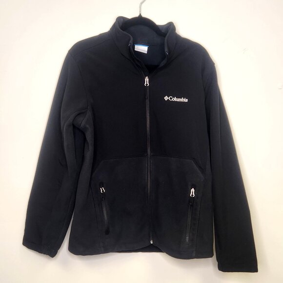 Columbia Black Full-Zip Fleece Jacket With Pockets Medium Size - Picture 1 of 7